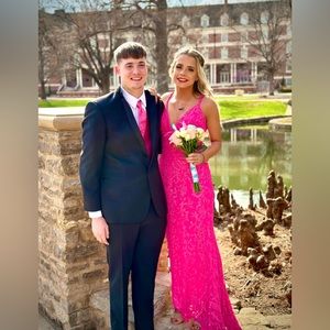 Sherri hill Hot Pink dress size 2! Can fit bigger or smaller